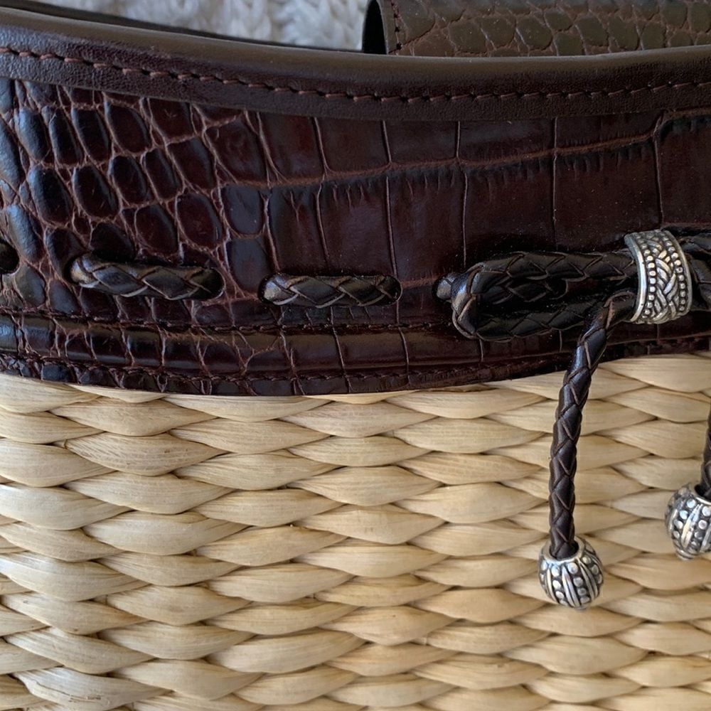 Brighton Brown and Natural Straw Woven Crossbody Bag - Picture 3 of 11